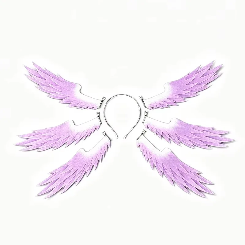 Six‑Piece Wing Feather Headpiece, Angel Cosplay Headband, Halloween Carnival Comic‑con Theme Party Costume Hair Accessory 6
