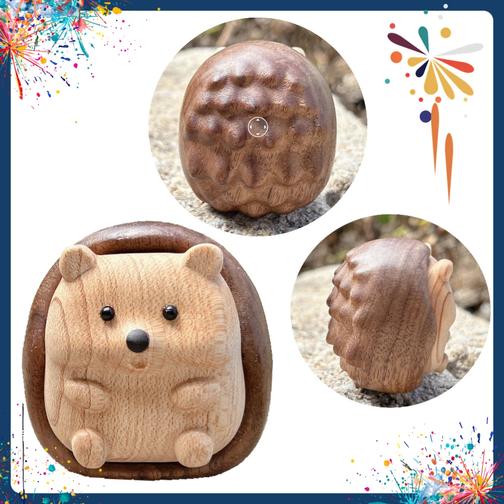 Solid Wood Splicing Creative Cultural and Playful Items Home Hedgehog Healing Ornaments Desktop Fun Decorations Decorative New