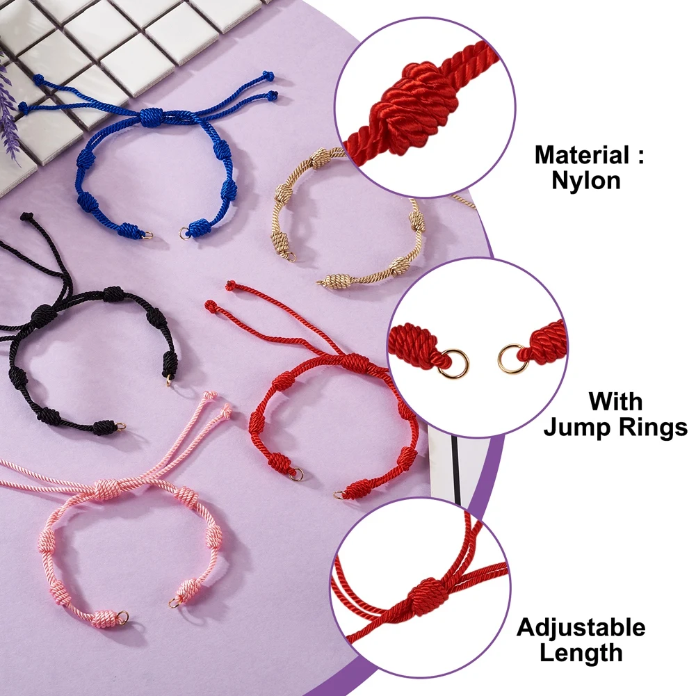 25Pcs Braided Knot String Bracelet Adjustable Woven Rope Bracelet Making for Handmade Lucky Couple's Friendship Jewelry Gift