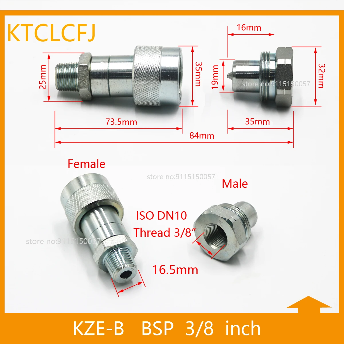 NPT SIZE-B 1/4 3/8 inch Hydraulic Quick Coupling Enclosed Quick Steel Material Plug and Socket Connector Kit