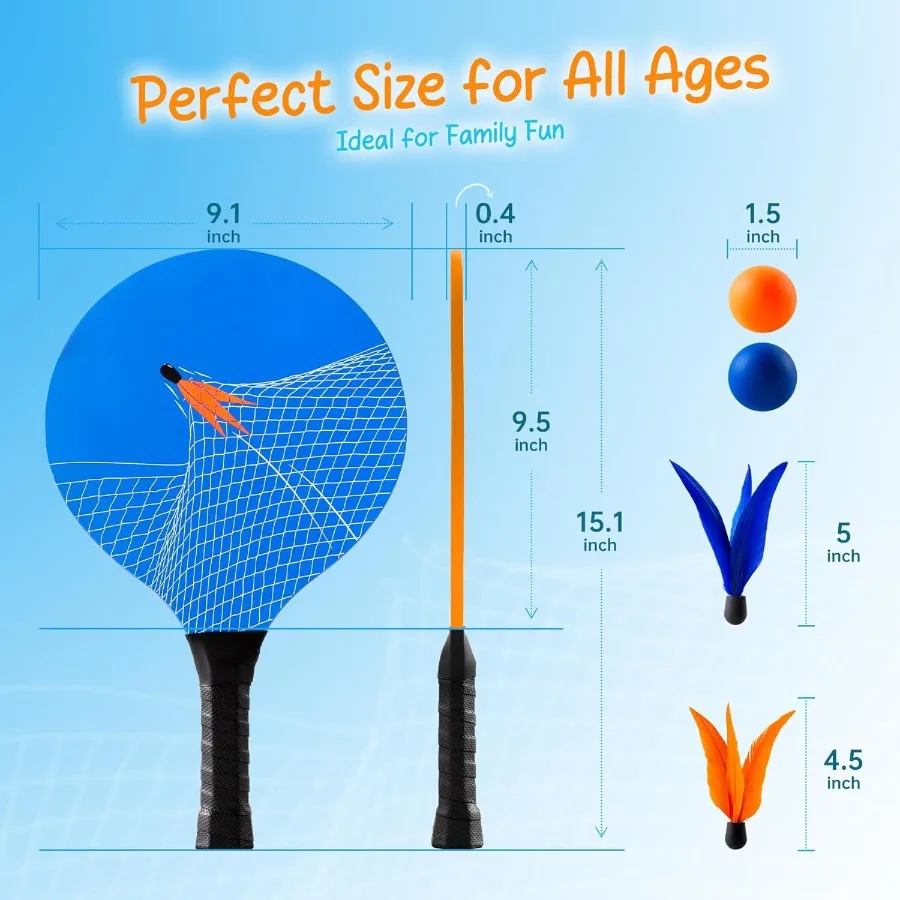 Outdoor Game, Yard Game, Beach Paddle Ball Set, Badminton Set, Fun Indoor for Adults, Perfect Family Games for Backyard Park and