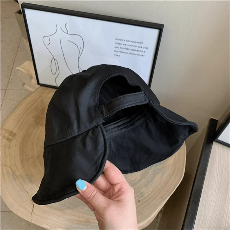 

Women's Simple Solid Color Fisherma's Hat Beach Ponytail Dome Velcro Adjustive Panama Hat Wide Edge Foldable Outdoor Bucket Hat