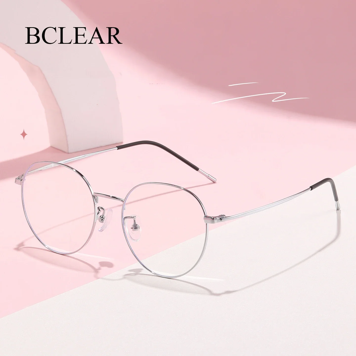 BCLEAR Ultra-Light Titanium Round Eyeglasses Frame Women Fashion Myopia Glasses Anti Blue Light Prescription Spectacles 2026 New