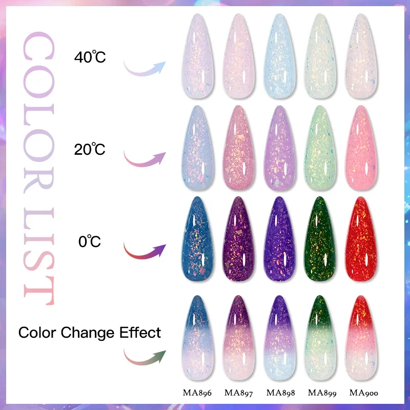Glitter Thermal Gel Nail Polish Temperature Color Changing Autumn Semi Permanent Soak Off Varnish For Manicure Gel Nail Supplies