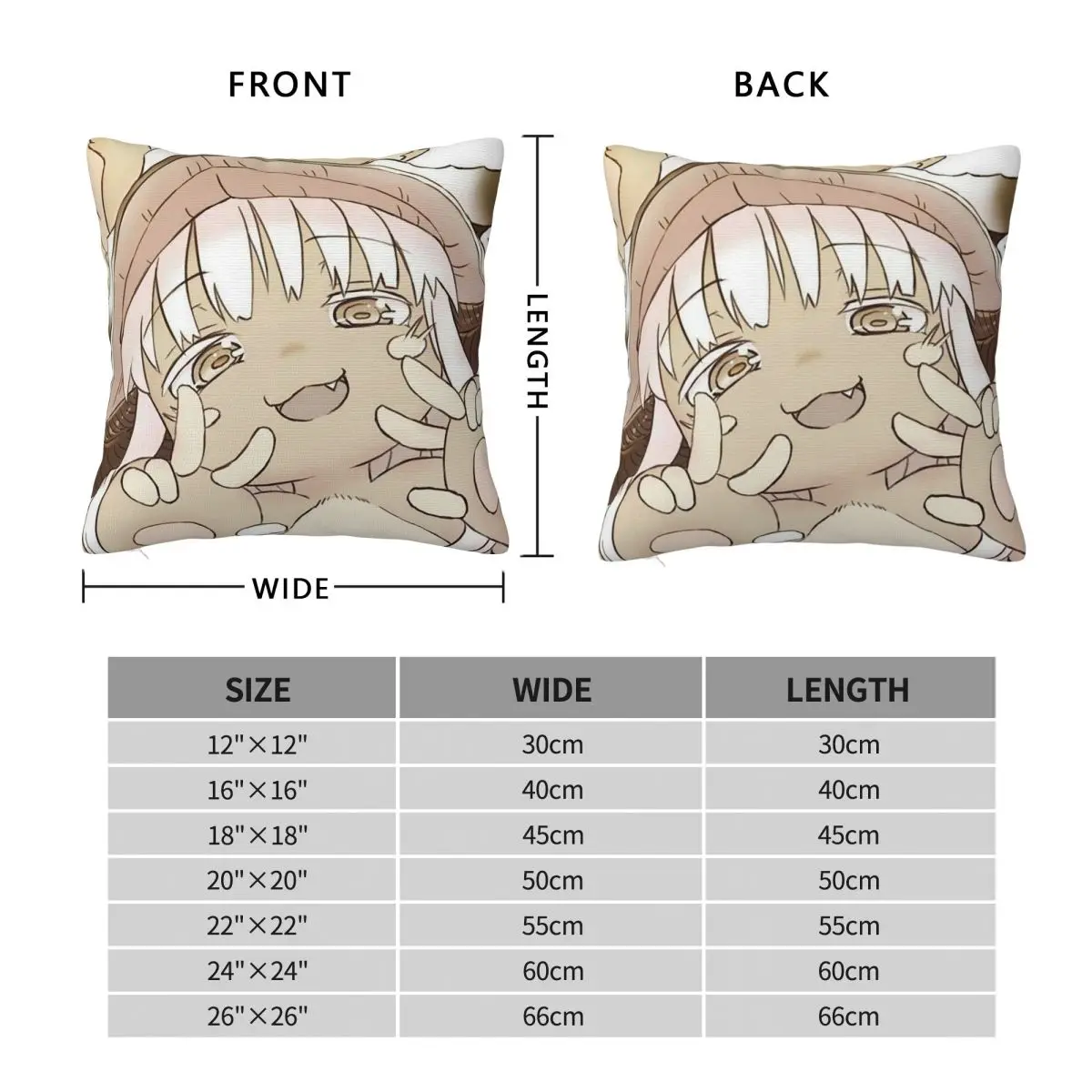 Nanachi Riko From Made In Abyss Square Pillowcase Cushion Cover Pillow Case Throw Pillow Cover for Home Bedroom Car