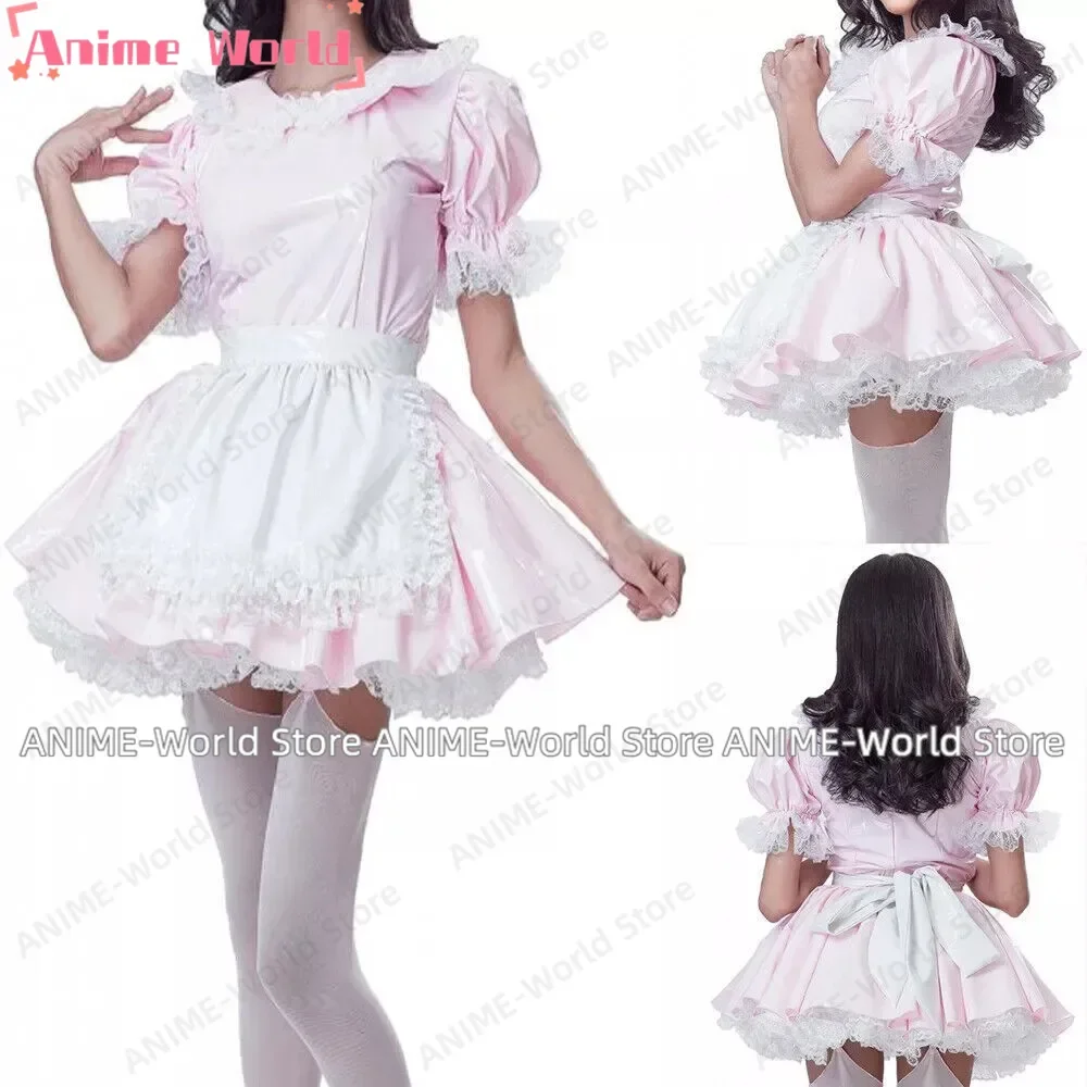

《Custom Size》Halloween Boutique Sissy Girl Pink PVC Lockable Dress Maid Cosplay Tailored Cute Transgender Person