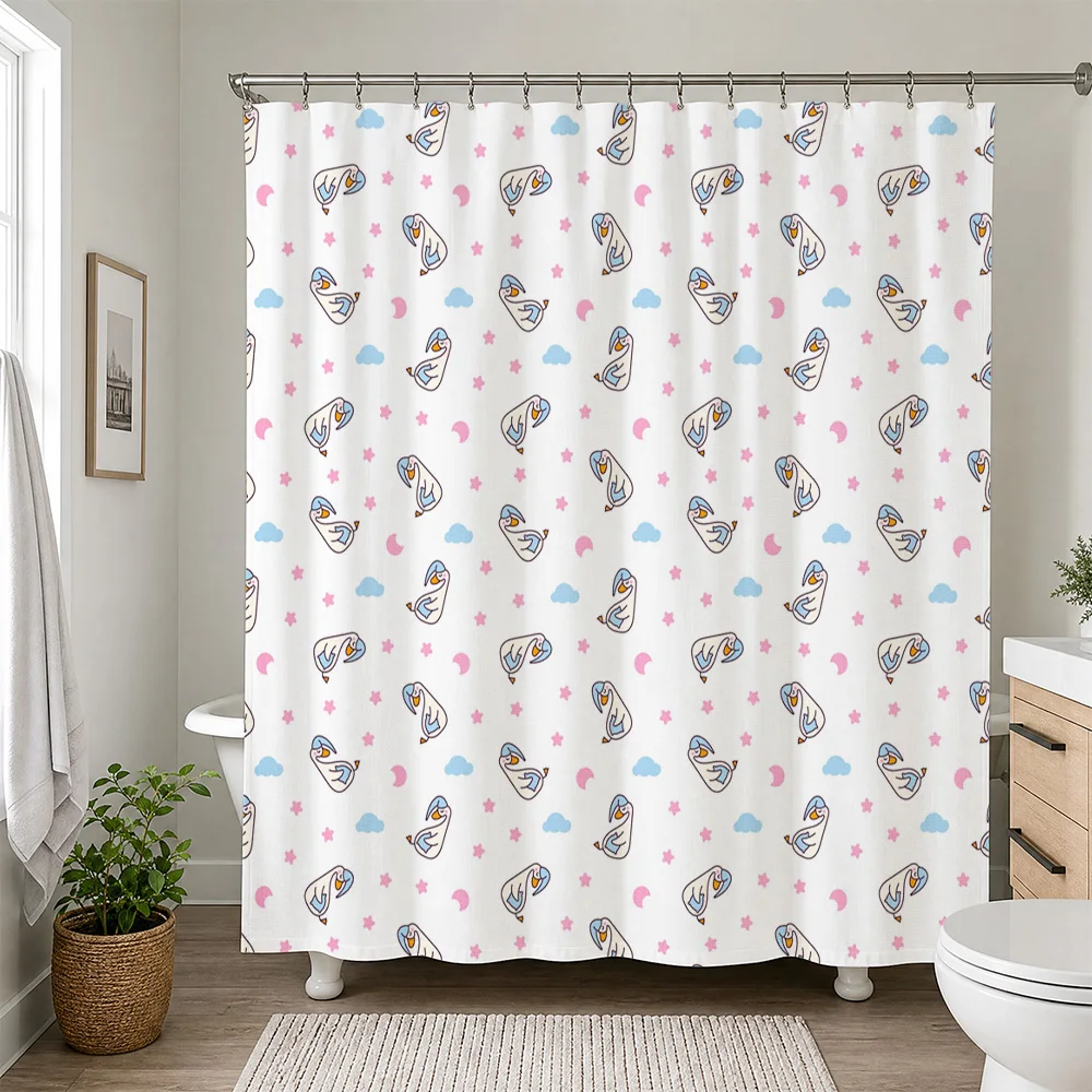 Cute Pastel Cartoon Shower Curtain Waterproof Kawaii Bath Liner Home Decor Accessories for Kids Bathroom Supplies Shower Curtain