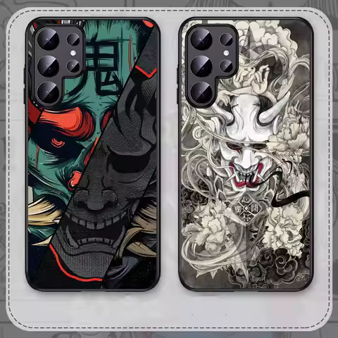 Japan Ghost Face Samurai Phone Case For Samsung Galaxy S25 S23 S24 FE S22 S20 S21 S10 S9 Plus lite Ultra FE S30 Note 20 10