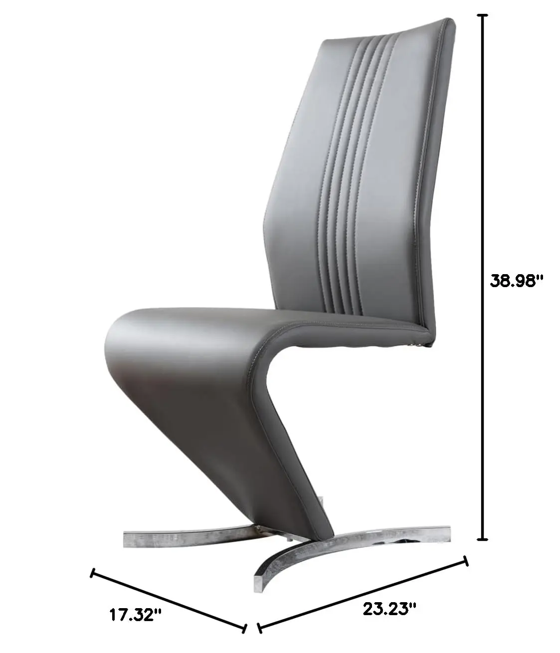 Furniturebox Dining Chair Set of 2 - Willow Elephant Gray Faux Leather Chrome 'Z' Dining Chairs, Customized