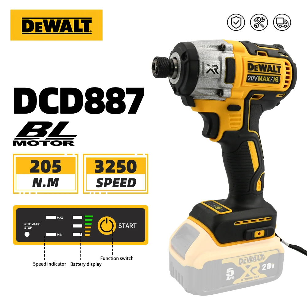 DEWALT DCD887 20V Lithium-ion Electric Cordless Screwdriver Brushless Motor Wireless Power Tools Drill High Torque Rechargeable