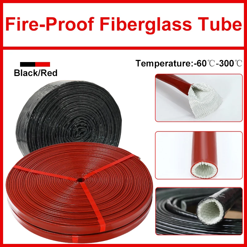 High Temperature Resistant Fiberglass Tube Silicone Resin Coated Glass Fiber Braided Fireproof Sleeve Fire Retardant Casing Pipe