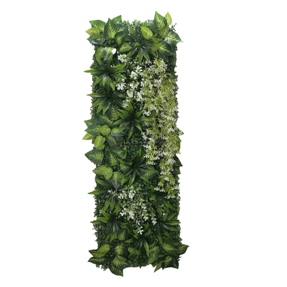 Home Decoration White Artificial Flower Artificial Lawn Plant Wall Panel Wisteria Green Straw Mat