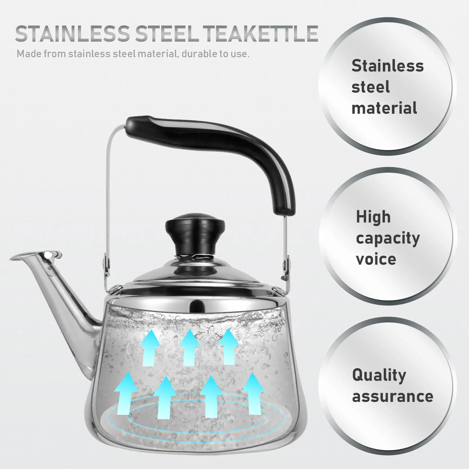 Chirping Kettle Stainless Steel Teakettle Large Capacity Sounding Water Heater for Home Kitchen Bar Gas Stove Coffee Tea