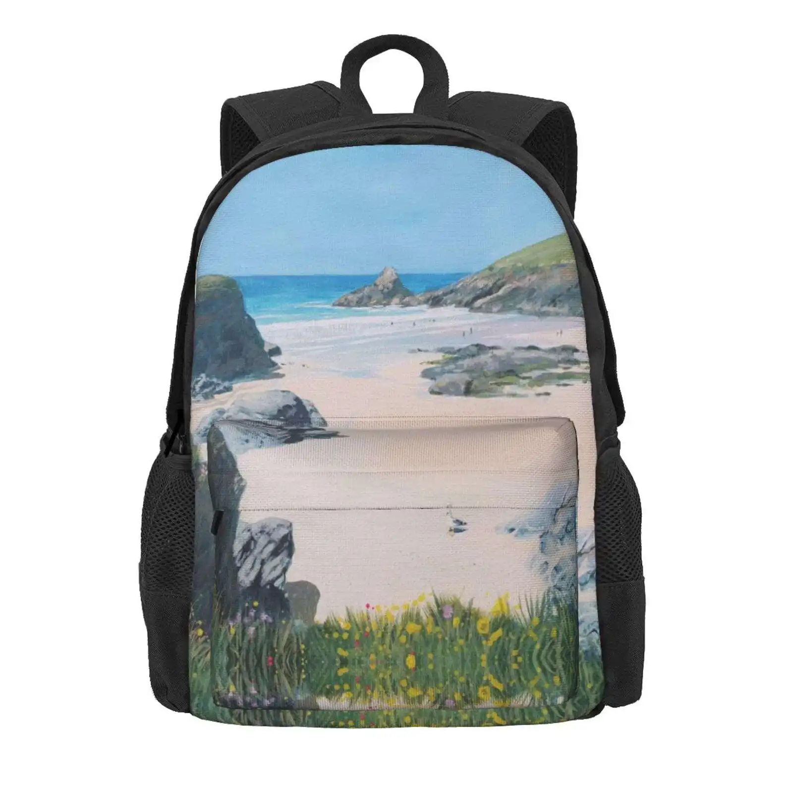 Trevone - Cornwall Uk Hot Sale Schoolbag Backpack Fashion Bags Cornwall Cornish Uk Beach Sand Seagull Trevone Bay Jenny