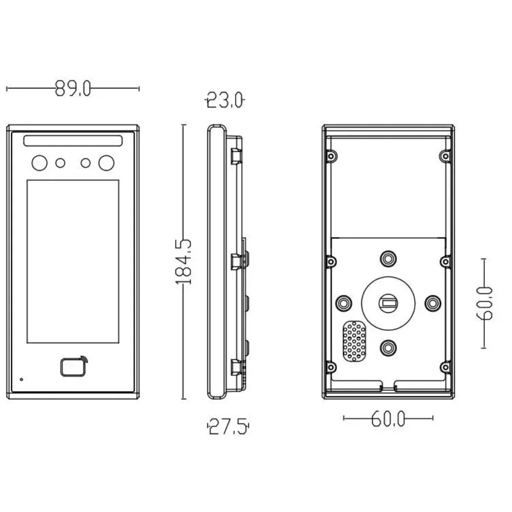 L-Shaped 5cm Face Recognition Door Machine With Touch Screen Biometric Access Control Product