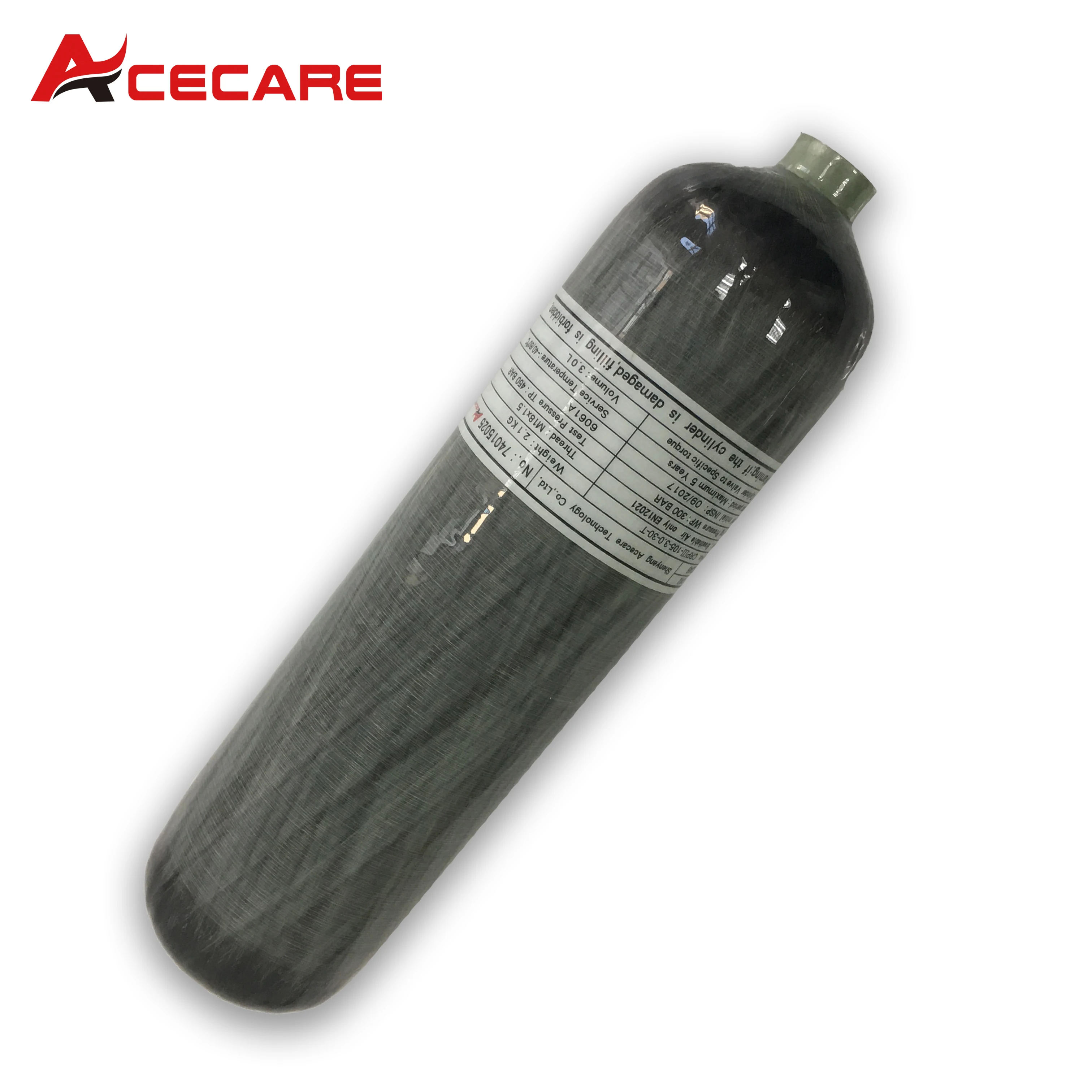 Acecare-cilindros de fibra de carbono de 3L, 4500PSI, 300bar, alta presión, rosca de tanque de buceo, M18 x 1,5