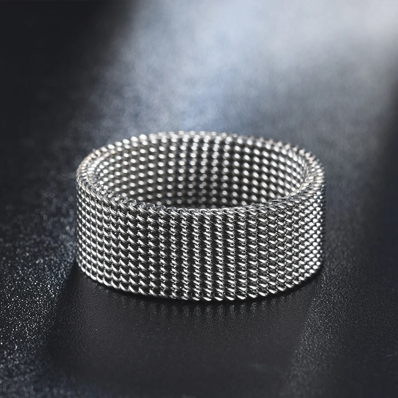 2025 neue 8mm Breite Edelstahl Ringe Titan Paar Ringe Verformbare Mesh Zubehör für Frauen Männer Schmuck Hochzeit geschenk – Detail 5