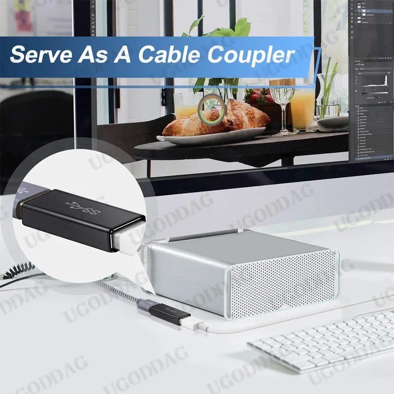 USB Female to Female Adapter USB 3.0 Male to Type A Male Cable Coupler for Connecting Two USB Male Ends Cord Extension Connector