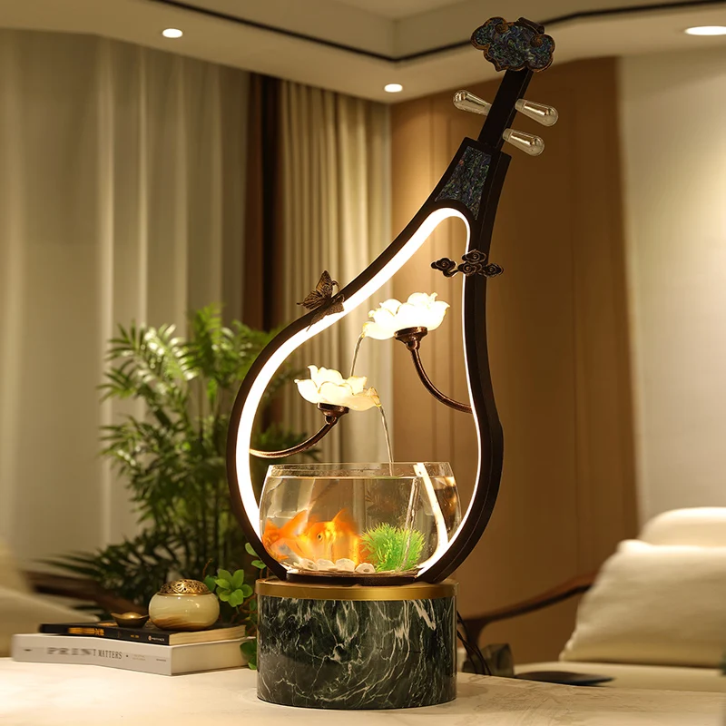 Fish Tank Flowing Water Ornaments Circulating Waterscape Living Room Desktop Modern Light Luxury Home Ornament Housewarming