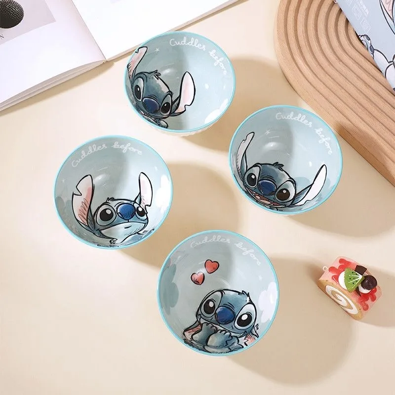 

Free shipping Lilo and Stitch Stitch rice bowl handle double-ear noodle bowl dish plate home cartoon cute tableware anime