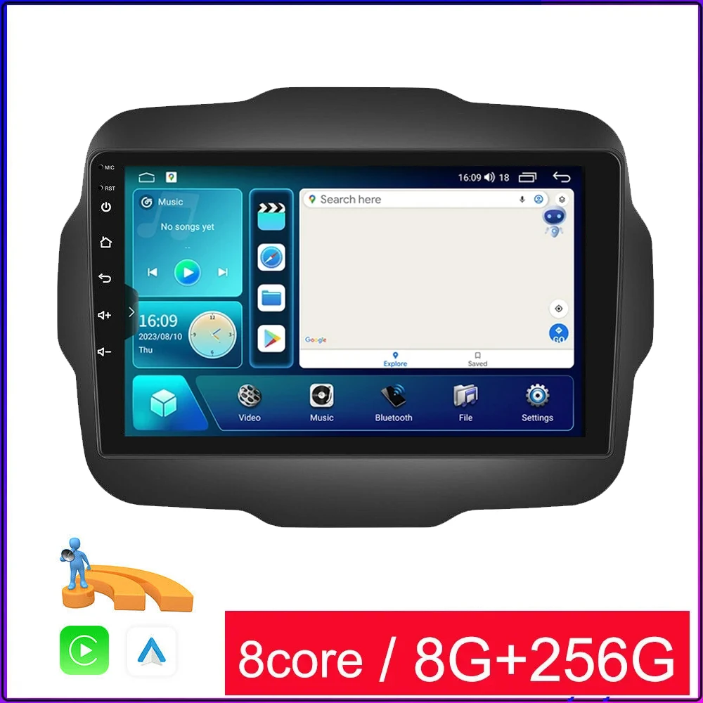 

8G+256G Android 13 Car Radio Multimedia Video Player For Jeep Renegade 2016 2017 - 2020 GPS 4G WIFI Carplay Auto Stereo