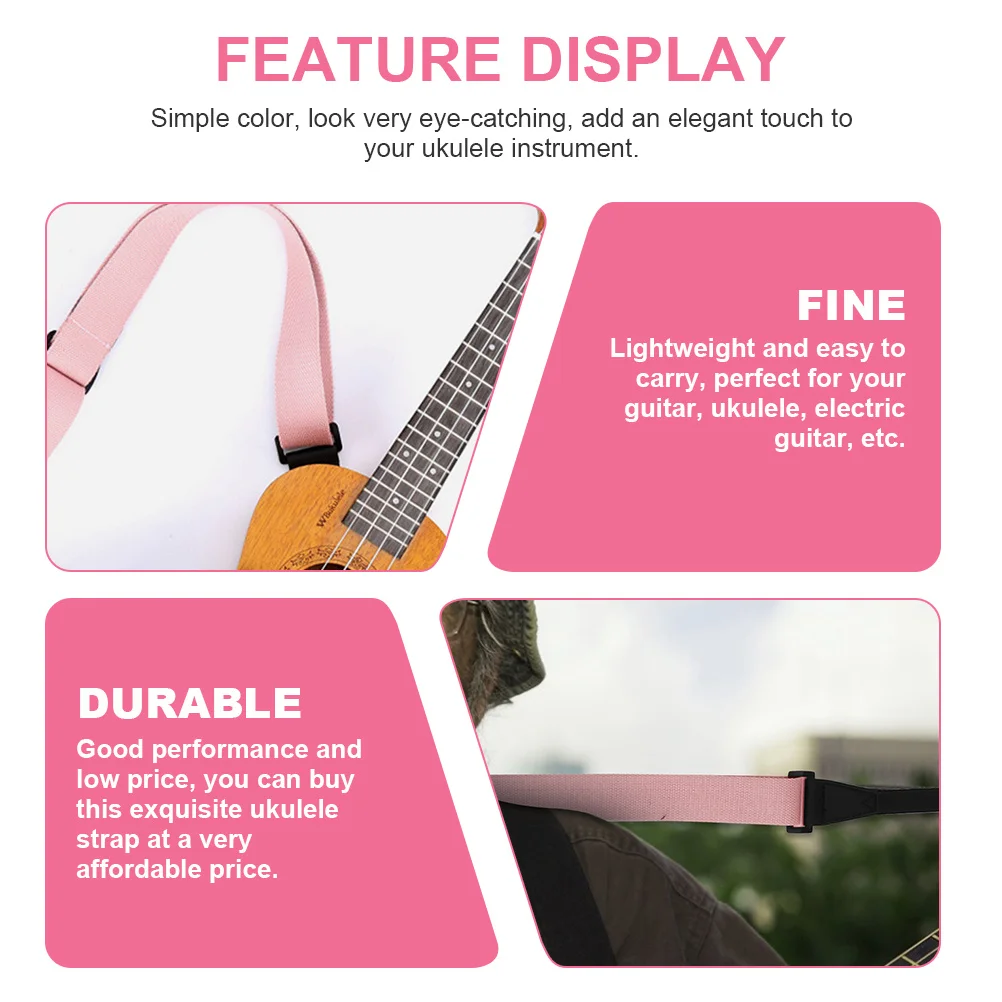 

Chic Ukulele Belt Cable Strap for Accessories Straps Adult Size Pink Microfiber Man