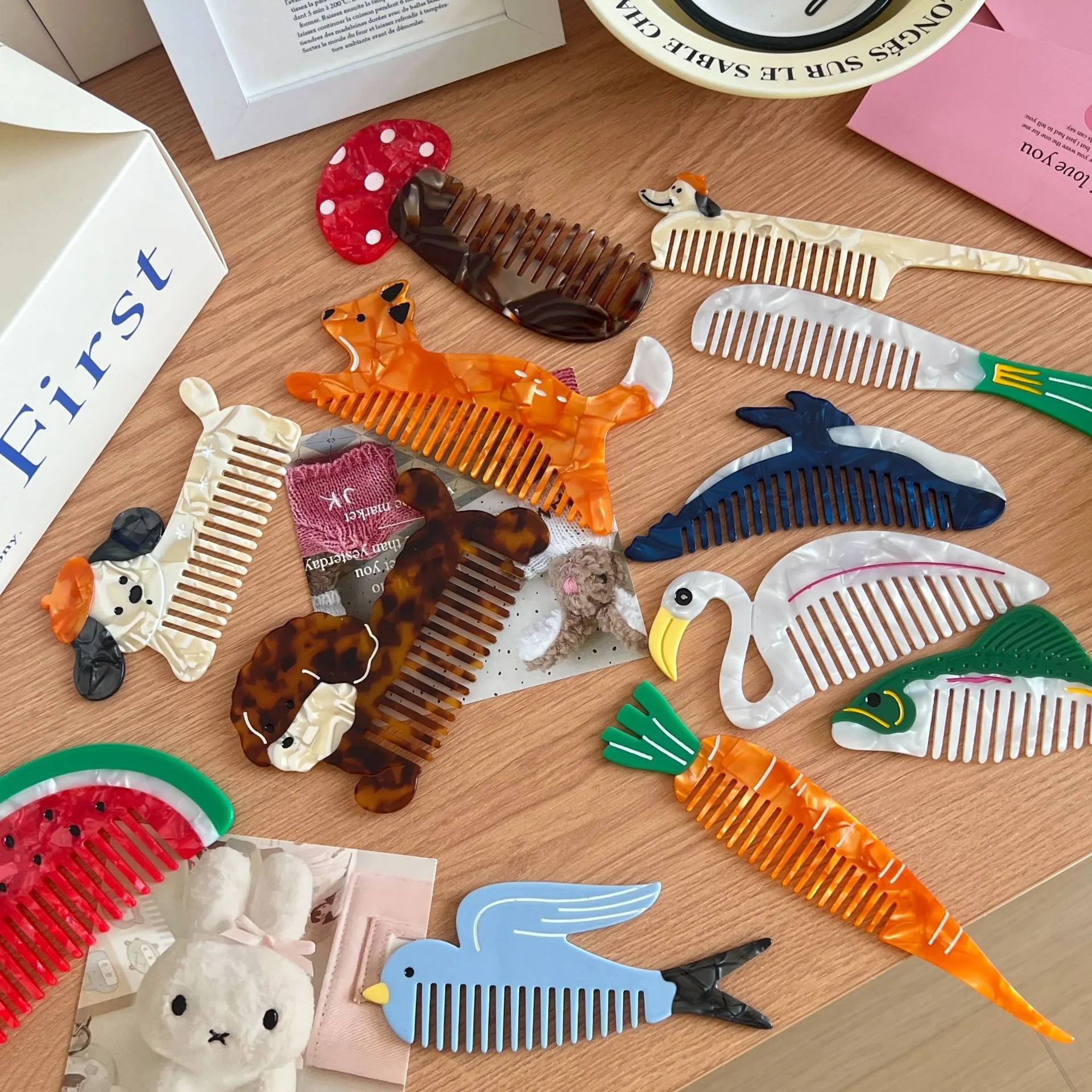 

Korean Anti-static Acetate Hair Comb Lovely Hair Care Hairdressing Hair Tail Combs Hairstyle Tools Massage Hairbrush Accessories