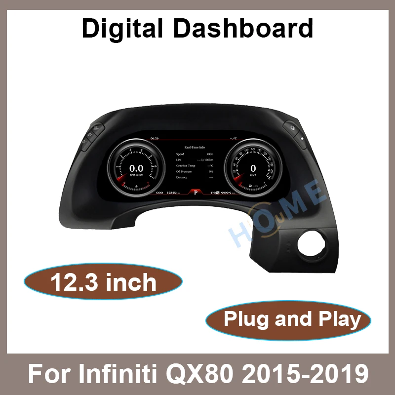 Car LCD Dashboard 12.3 inch For Infiniti QX80 2015 - 2019 Auto Instrument Panel Modified And Upgraded Multifunctional Linux