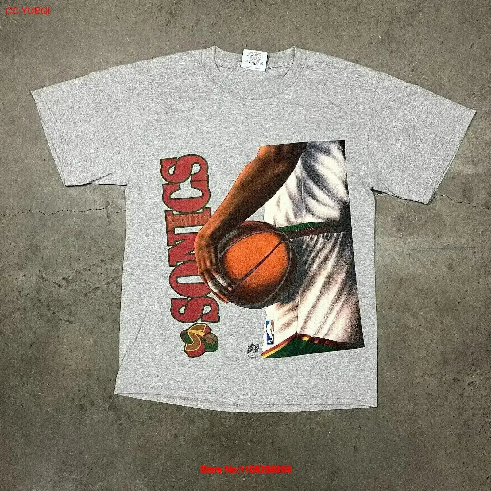 Vintage 90s Seattle SuperSonics Sonics T Shirt Grey M Washed Casual graphic Stylish Breathable Top For Everyday Wear vintage