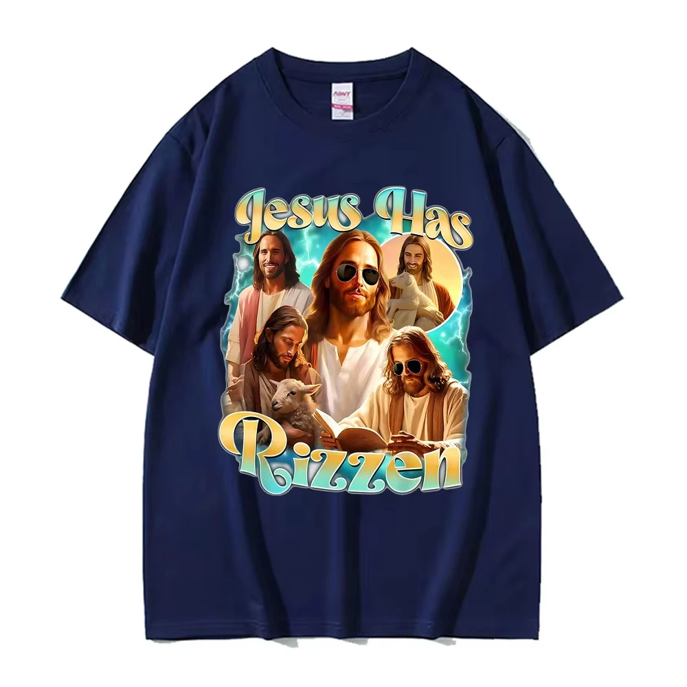 Jesus Has Rizzen He Ls Rizzin Funny Christian Religious Tee Shirt Men Women Comfort T-shirt Vintage Oversized T Shirt Streetwear