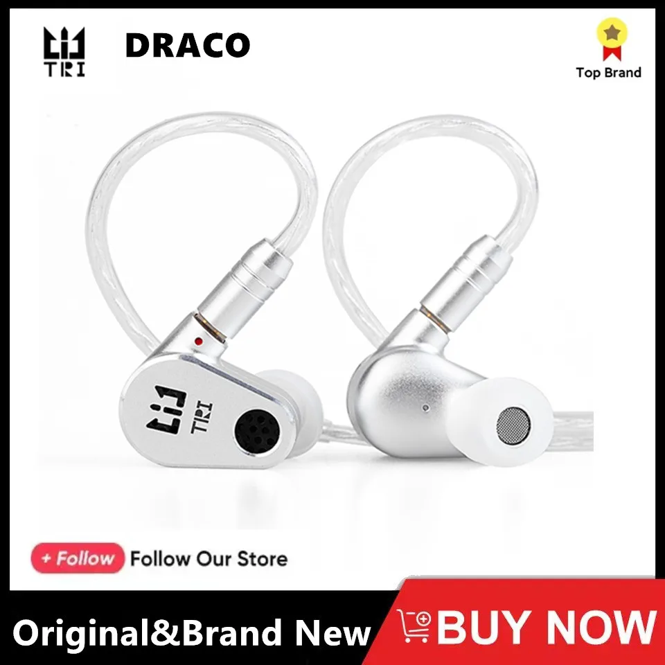 

TRI DRACO Dual Dynamic Driver Hybrid Earphone With OFC silver-plated Cable Headphones HIFI Gaming In Ear Monitor Wired Headset