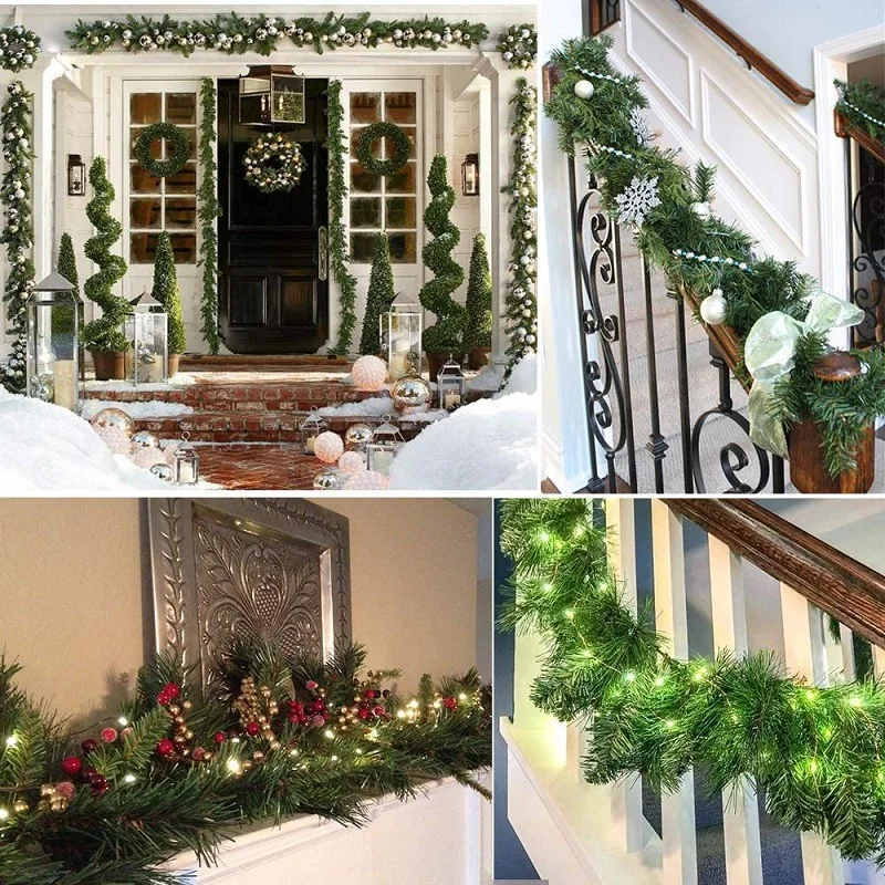 Artificial Pine Needle Garland, Rattan, PVC Greenery Plant, Christmas Garland, Wedding Party Decoration, 5.5m