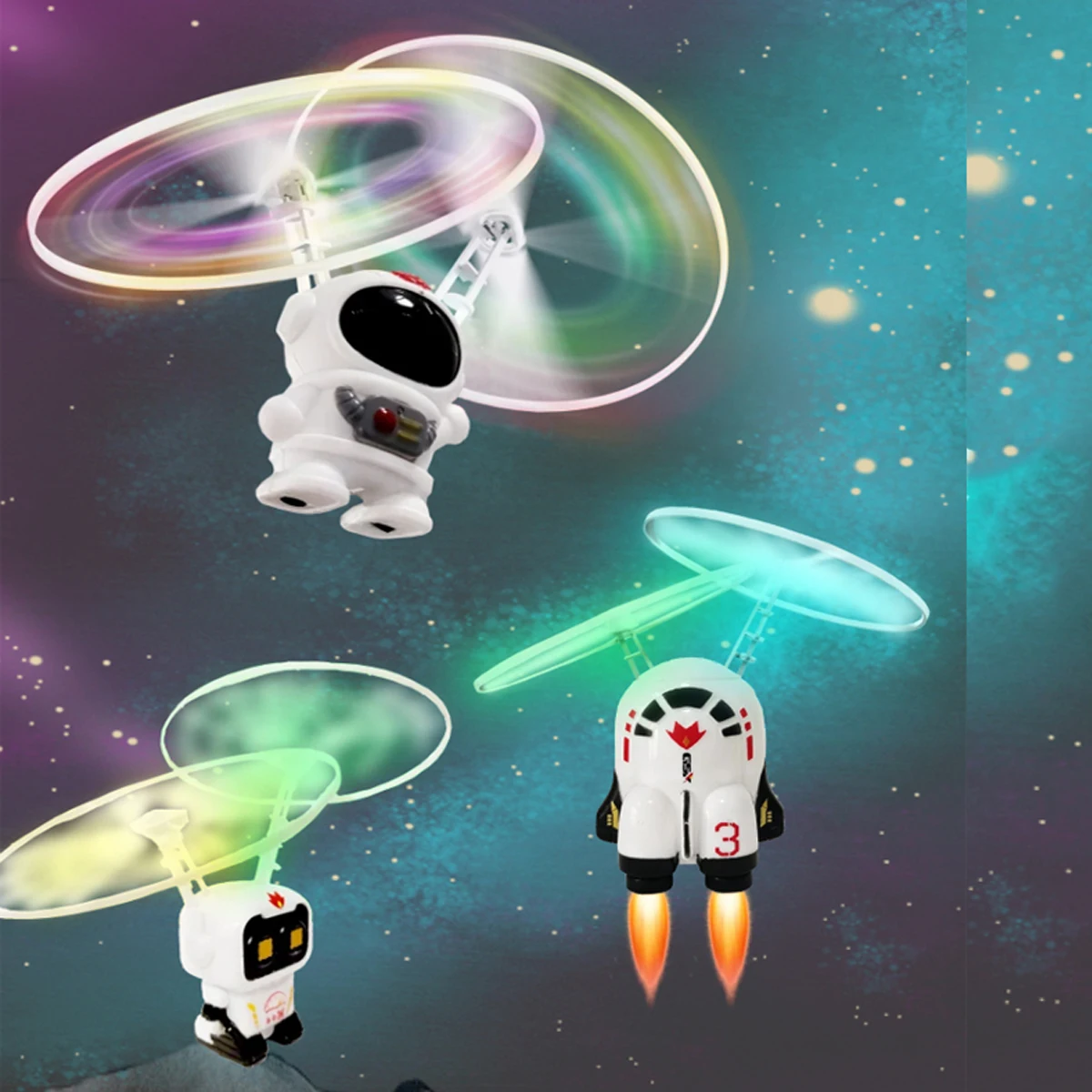 Mini Astronaut Drone Cartoon Spaceman Flying Robot Toys with USB Charging Hand Control Helicopter Toys for Kids Xmas Gift