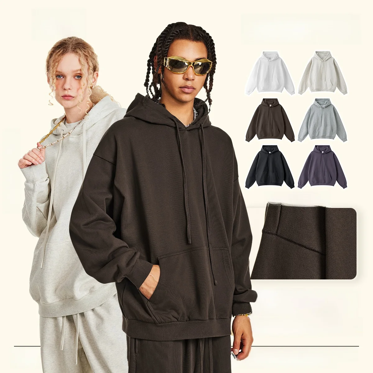 

Мужская базовая толстовка свободного кроя с капюшоном, однотонная, из плотного хлопка, модная, брендовая, зимняя, утепленная