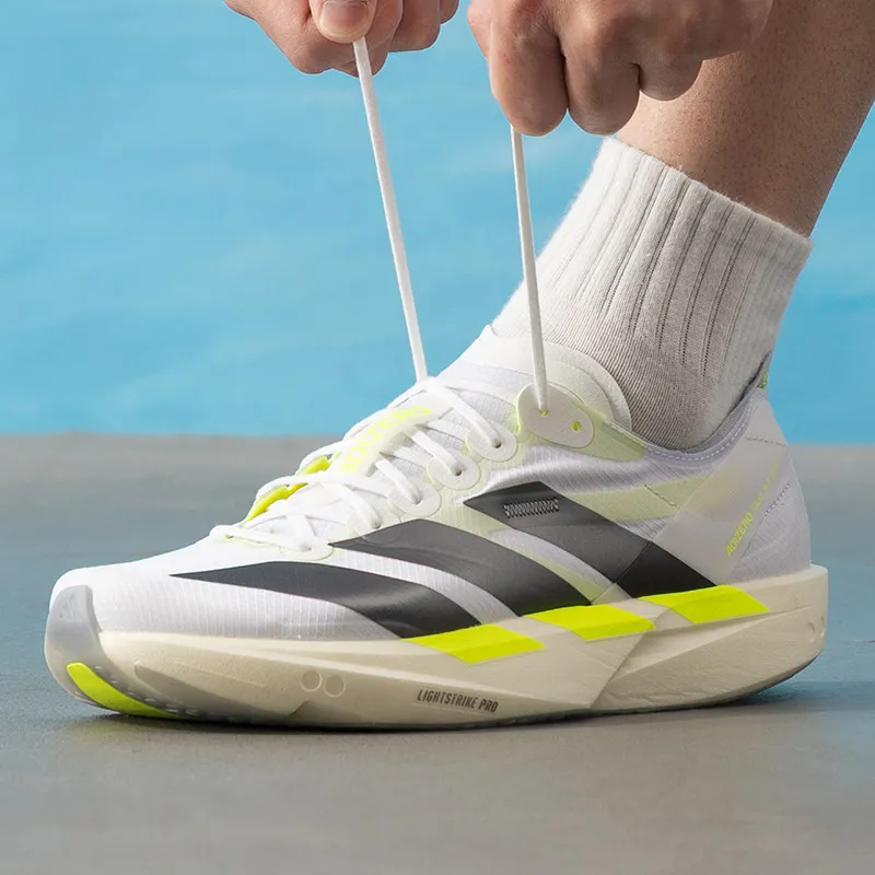 Adidas KH8898 Men Women Running Shoes White Gray Yellow Mesh Breathable Lightweight Athletic Sneakers