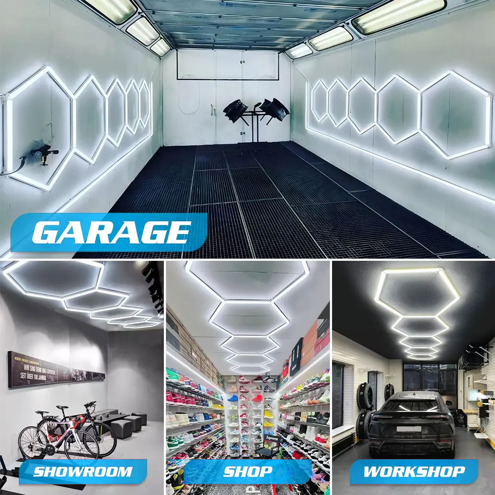 صف من 3/5 مصابيح سقف LED سداسية على شكل قرص العسل 6500K110V-240V مناسبة للمراجات وصالونات الشعر وصالات الصالات الرياضية وورش العمل 4S #6