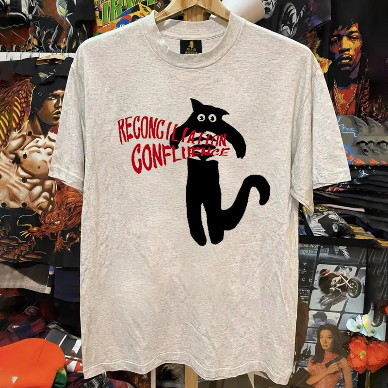 Loose Fit Cotton T-Shirt Unisex Short Sleeve Double Thread UPUPXIA Hero Print Sweat Absorbent round Neck Casual Summer Top