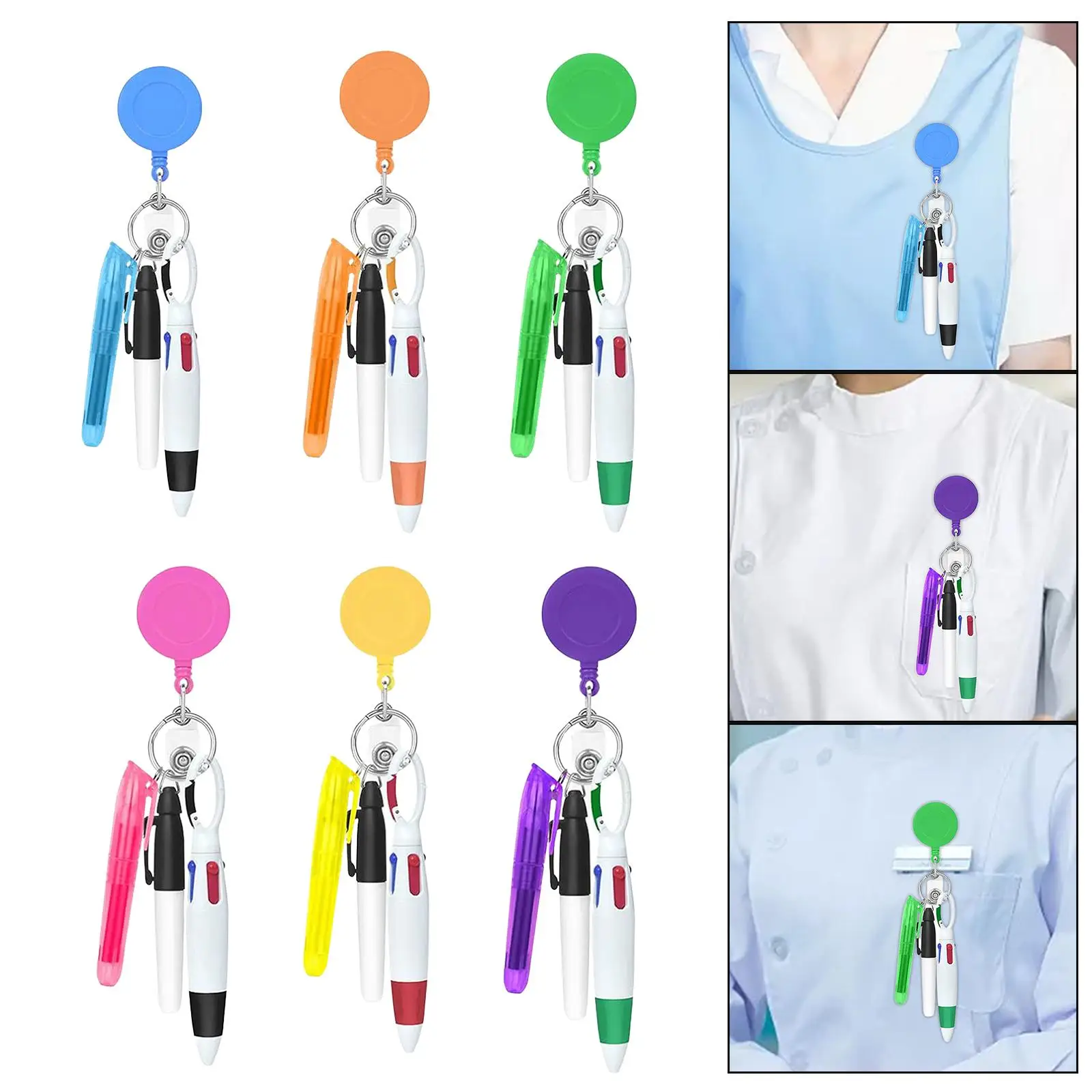 Nurse Retractable Badge Reel Holder Portable Compact Nurse Shuttle Pen