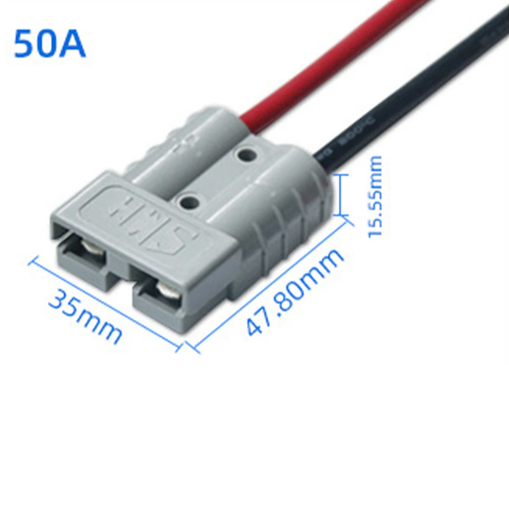 1pcs 50A 600V Battery Connection Plug Set 10AWG Wire Gauge 50cm Length Charger Adapter For Electric Vehicles Forklifts Caravans