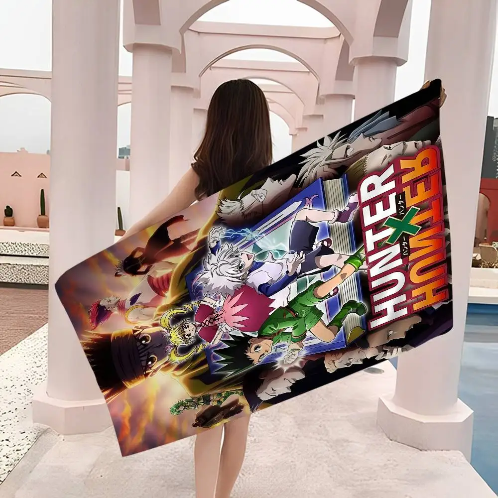 Black and White Anime Hunter X Hunter Beach Towel Colorful Bath Towels for Girl Microfiber Quick Dry Sand Yoga Spa Gym Pool