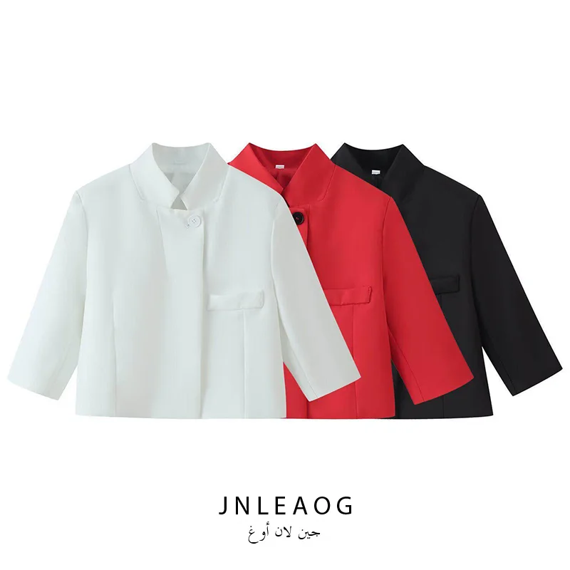 Fashionable Short Suit Jacket for Women Summer New Arrival Versatile Style Polyester Material Long Sleeve Pure Color Design