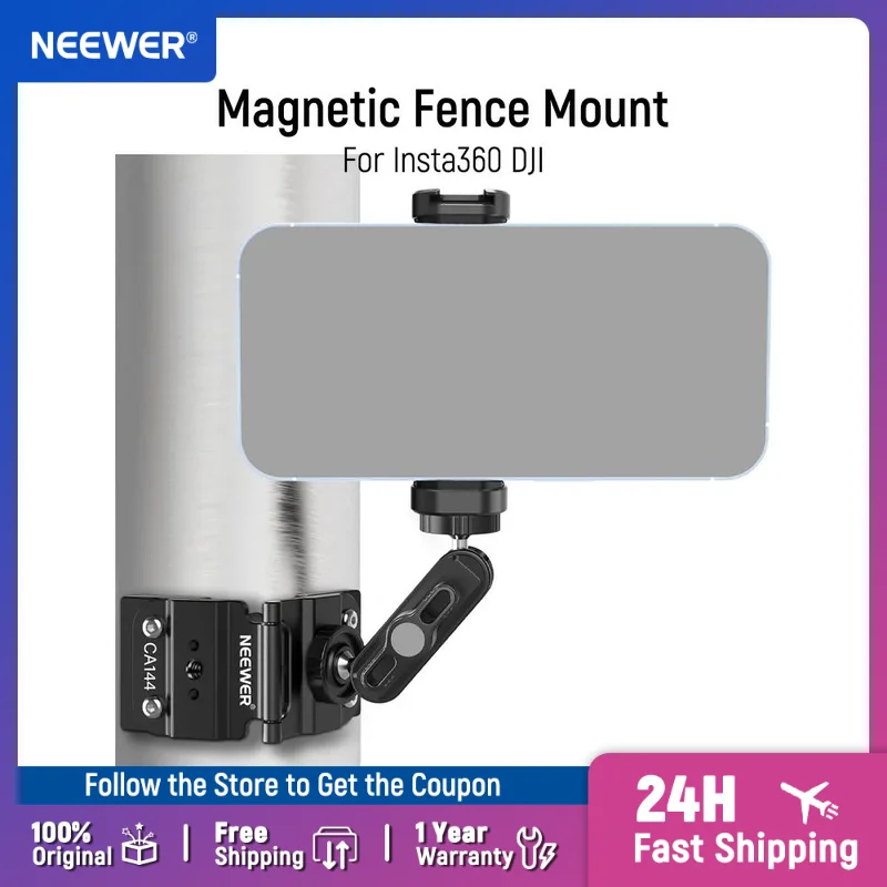 NEEWER Magnetic Fence Mount for Mevo Start Pocket Radar GoPro Insta360 DJI, Dual Mounting Kit Compatible with Gamechanger App