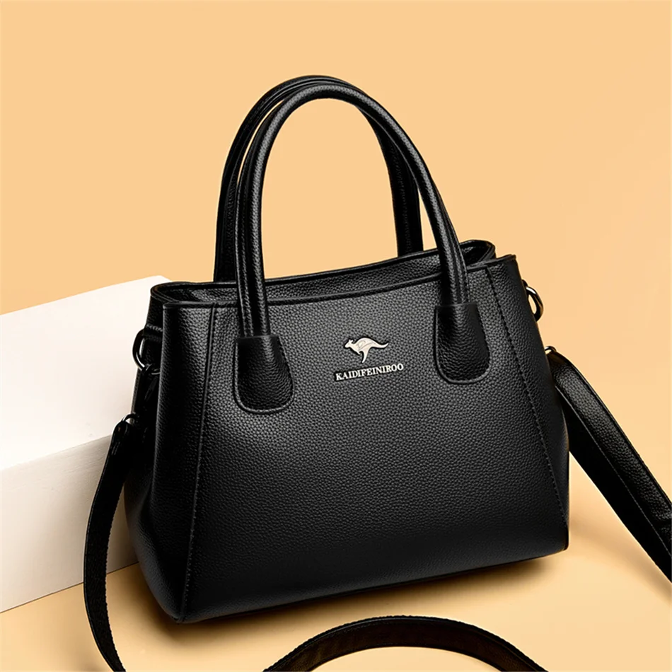 2 Layers Leather Luxury Handbags Women Bags Designer Handbags High Quality Small Casual Tote Bags For Women Shoulder Bag 2024