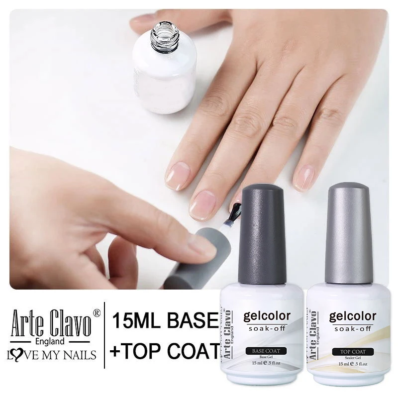 Arte Clavo Lange Anhaltende 15ml Basis Mantel Foundation + Top Coat Soak Off Nagel Gel Polish Lack Gel Nagel polnisch UV Led Gel Lack