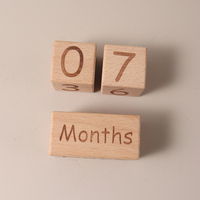 Baby Photo Shoot Essentials – Month & Milestone Cube Props Monthly Growth Blocks  beech wood