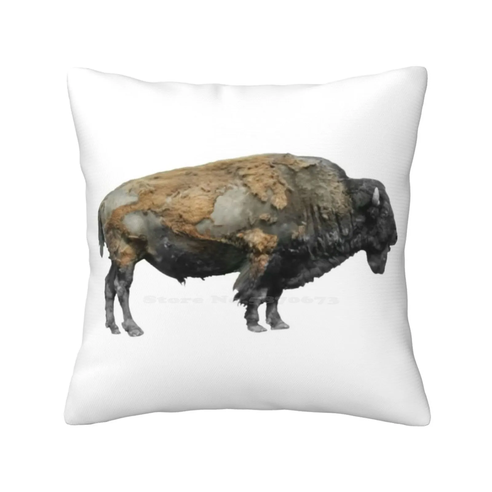 

American Bison Pillow Cover Hug Pillowcase Bisonte Animale Bandiera Usa America Carta Geografica Foto Ritocco Orgoglio Bruno