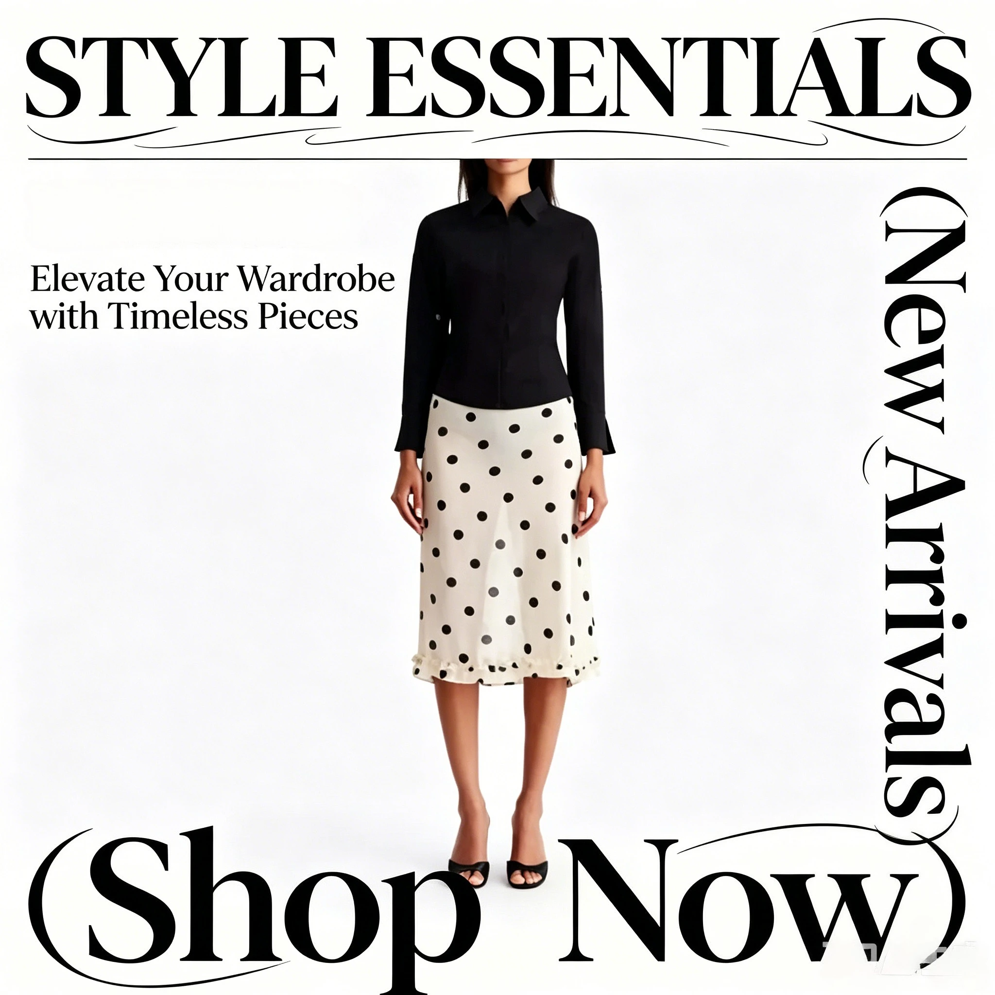 2025 Casual Women Polka Dot Skirts Lettuce Trim Beige Elegant Midi Skirts Streetwear Simple All-match Bottom Clothing Spring