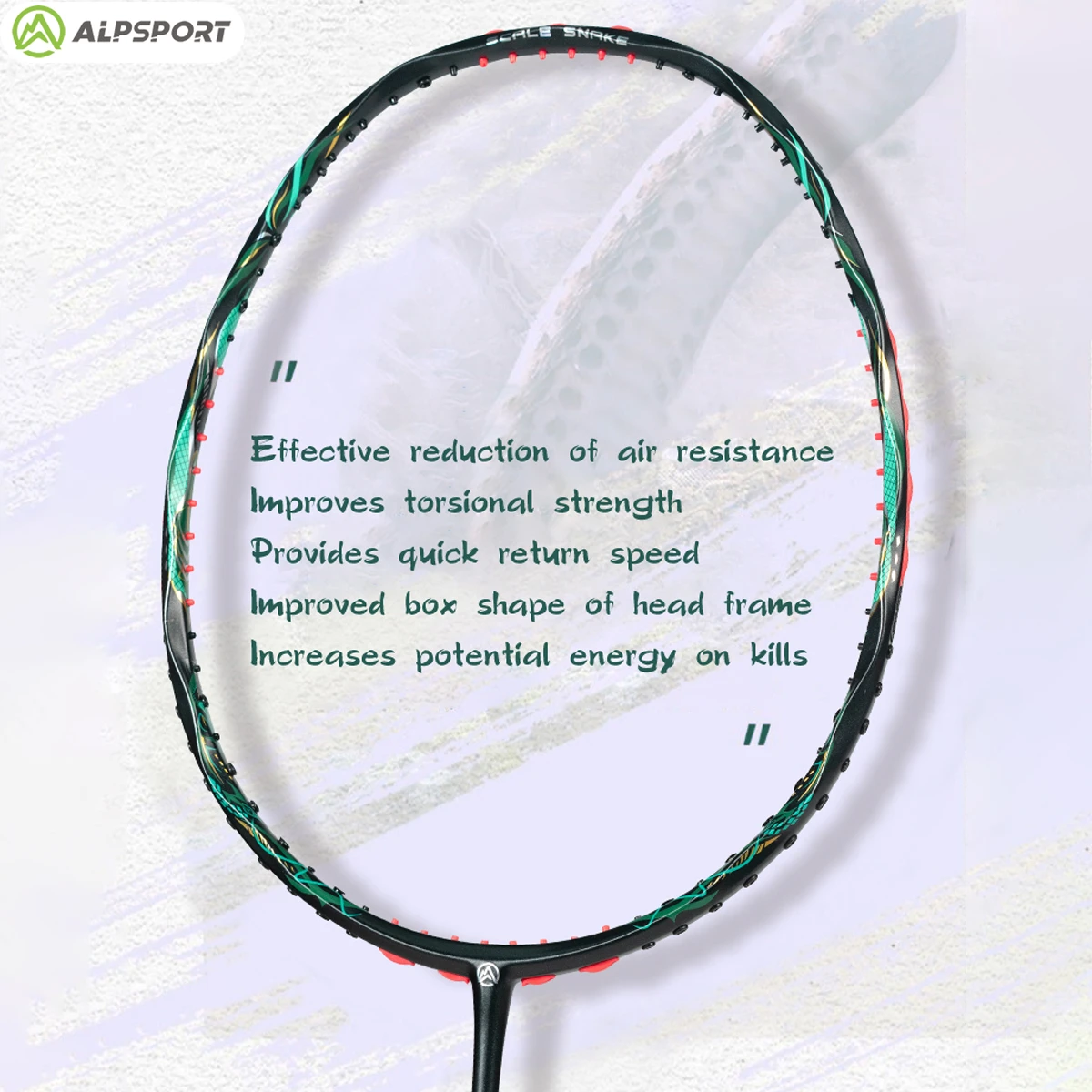 ALP V5 Snake 5U مضرب كرة الريشة بحد أقصى 38 رطل مضرب من ألياف الكربون الأصلي مضرب هجومي مسبقًا وممزق #3