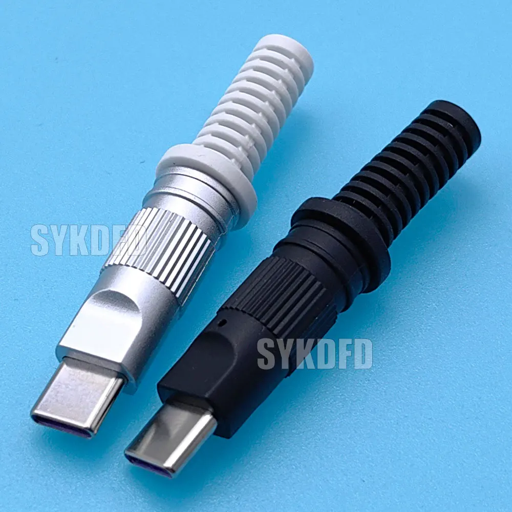 2 Zestawy Złączy USB 3.1 Typu C 5A do Szybkiego Ładowania, 16-pinowe Wtyki Męskie, Terminale Elektryczne do Lutowania, Akcesoria do Kabli Danych DIY