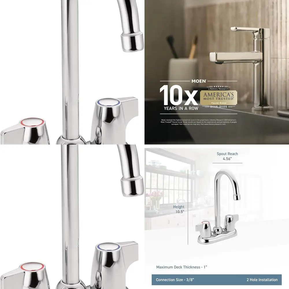 

High-Arc Dual Handle Bar Faucet, 4903 Model, Chrome Finish